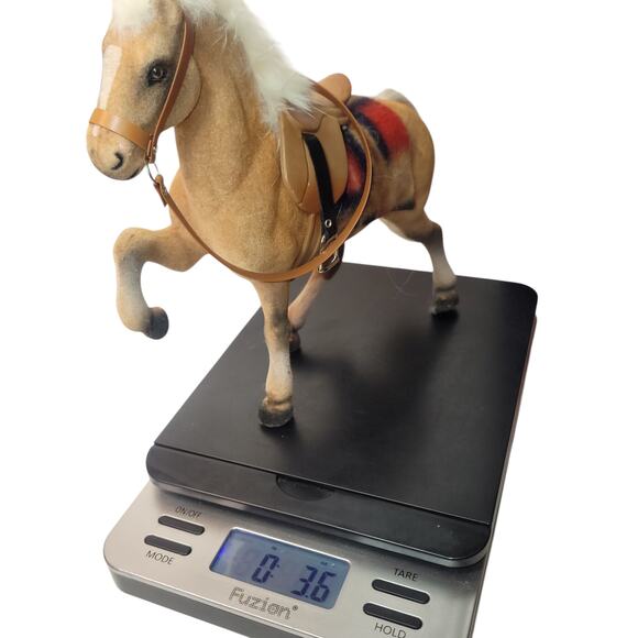 Vintage Flocked  Model Horse W/Rooted Mane & Tail ~Bridle & Saddle - Picture 11 of 13